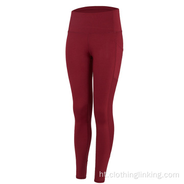 Gwo Taille Yoga antrennman pantalon pou fanm